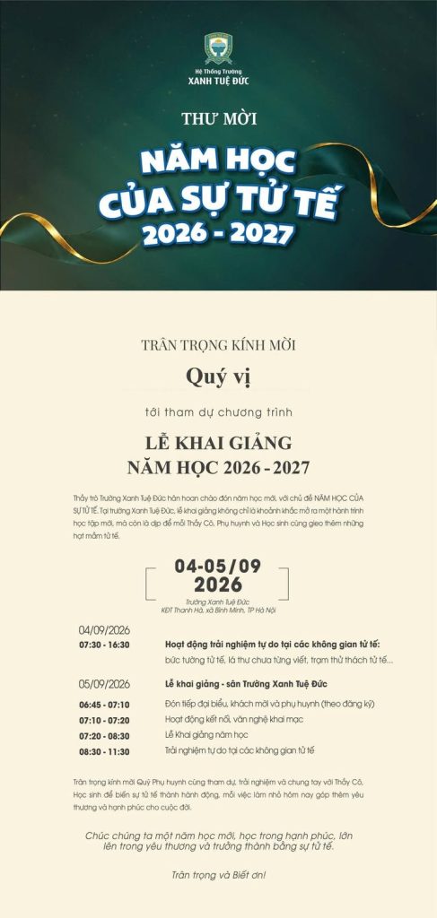 🌿 THƯ MỜI & THÔNG TIN CHƯƠNG TRÌNH KHAI GIẢNG – NĂM HỌC CỦA SỰ TỬ TẾ 2026–2027
