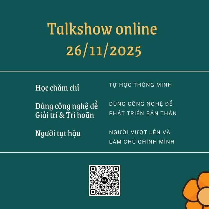 📘20H, TỐI NAY, THỨ 4, 26/11/2025, TALKSHOW ONLINE 8# – KỸ NĂNG VUA: TỰ HỌC THÔNG MINH