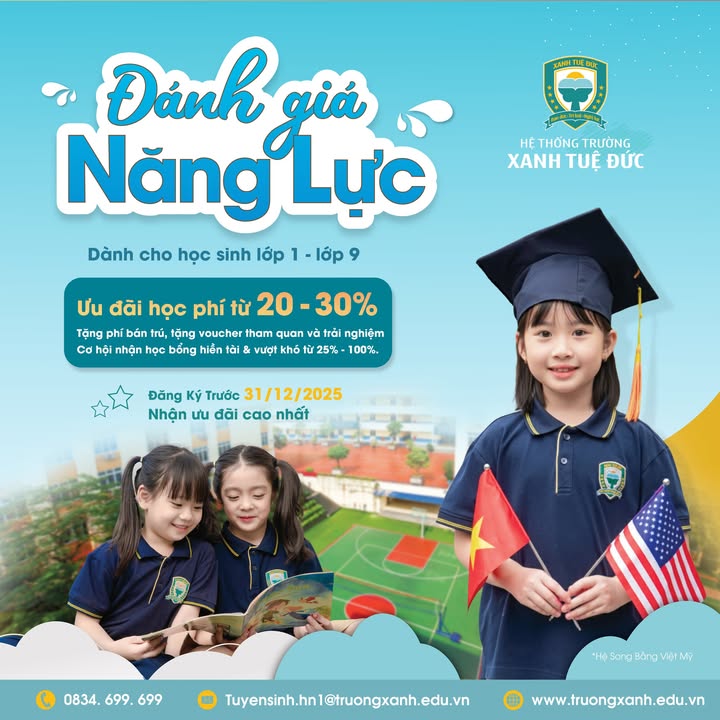 🌷🌷 TRƯỜNG XANH TUỆ ĐỨC SẴN SÀNG CHÀO ĐÓN QUÝ CHA MẸ HỌC SINH TỚI THAM QUAN & ĐĂNG KÝ TUYỂN SINH NĂM HỌC 2026 – 2027