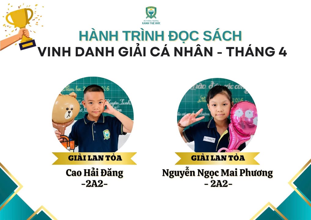 🎊 CHÚC MỪNG VÀ CÔNG BỐ GIẢI CUỘC THI “HÀNH TRÌNH ĐỌC SÁCH” THÁNG 04/2026 📚