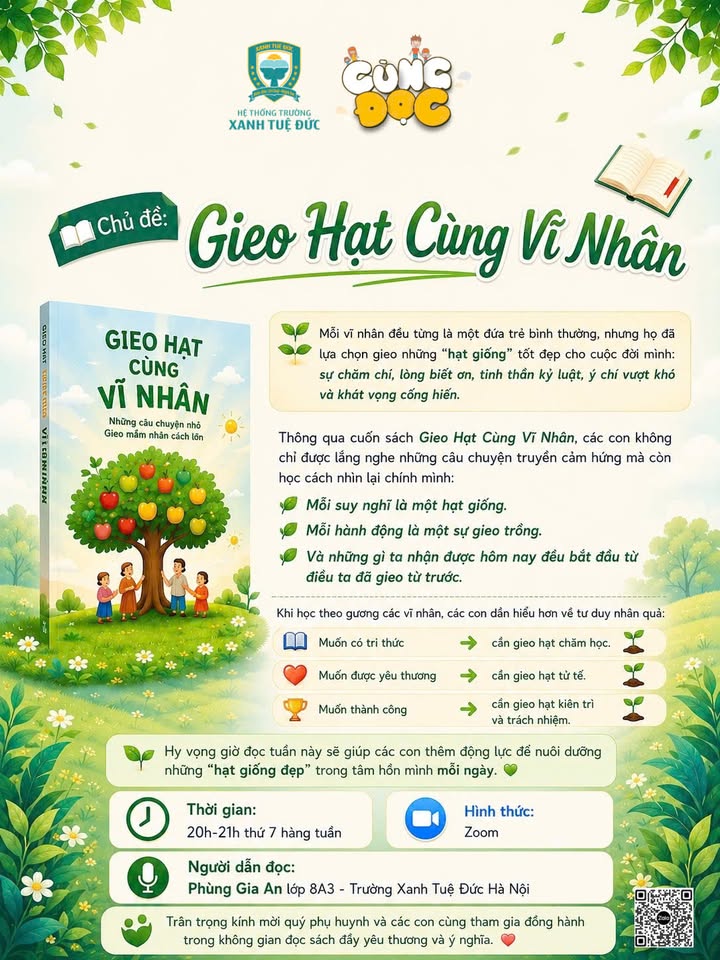 🎉 [MIỄN PHÍ] THÔNG BÁO CHƯƠNG TRÌNH CUỐI TUẦN TẠI TRƯỜNG XANH TUỆ ĐỨC HÀ NỘI